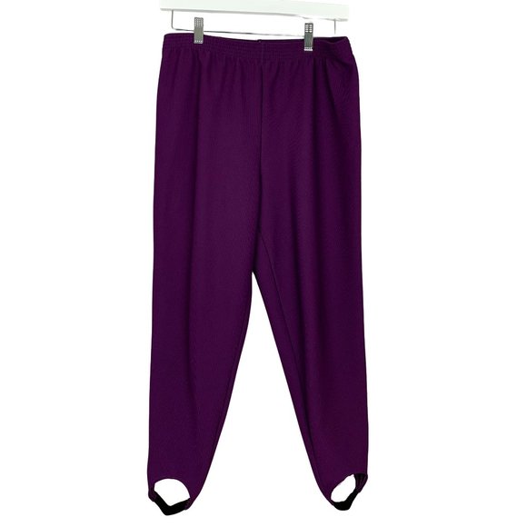 VINTAGE 80s Purple Stretch Stirrup Pants - Picture 4 of 8